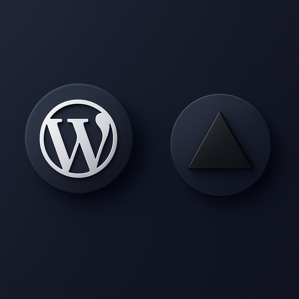Okładka: WordPress vs Vercel w stylu DirectWebs